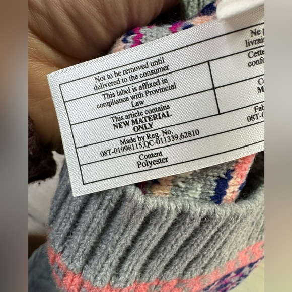 J. Crew Factory Fair Isle Pom-Pom Hat, One size, Gray and Pink - Picture 9 of 10